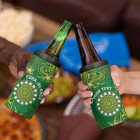 Personalised Cook Islands 4 in 1 Can Cooler Tumbler Hibiscus Polynesian Tribal Pattern