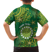 Personalised Cook Islands Family Matching Tank Maxi Dress and Hawaiian Shirt Hibiscus Polynesian Tribal Pattern