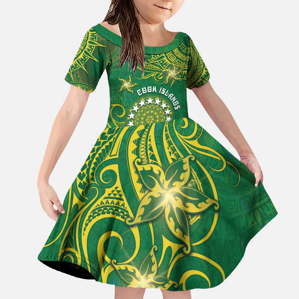 Personalised Cook Islands Family Matching Tank Maxi Dress and Hawaiian Shirt Hibiscus Polynesian Tribal Pattern