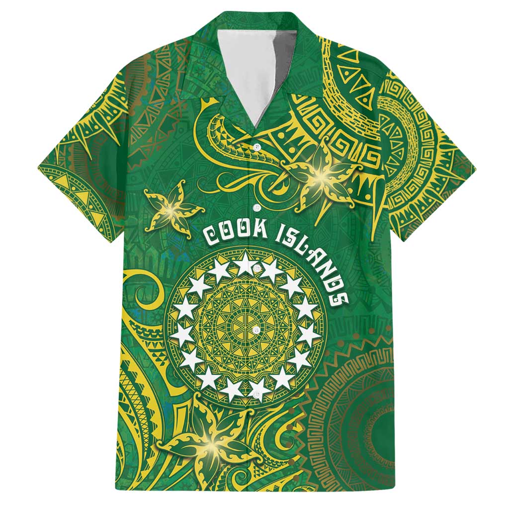 Personalised Cook Islands Hawaiian Shirt Hibiscus Polynesian Tribal Pattern