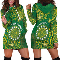 Personalised Cook Islands Hoodie Dress Hibiscus Polynesian Tribal Pattern