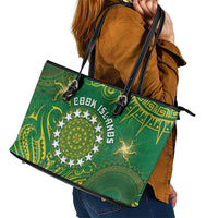Cook Islands Leather Tote Bag Hibiscus Polynesian Tribal Pattern DT05 - Polynesian Pride