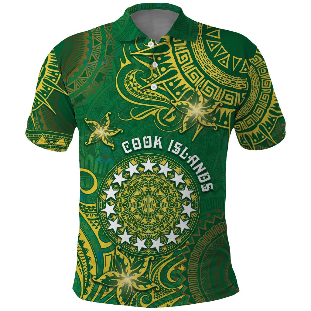Personalised Cook Islands Polo Shirt Hibiscus Polynesian Tribal Pattern