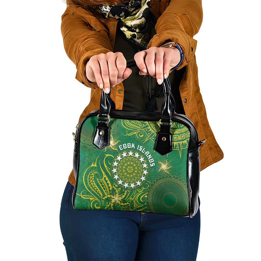 Cook Islands Shoulder Handbag Hibiscus Polynesian Tribal Pattern DT05 One Size Green - Polynesian Pride