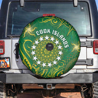 Cook Islands Spare Tire Cover Hibiscus Polynesian Tribal Pattern DT05 Green - Polynesian Pride