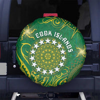 Cook Islands Spare Tire Cover Hibiscus Polynesian Tribal Pattern DT05 No hole Green - Polynesian Pride