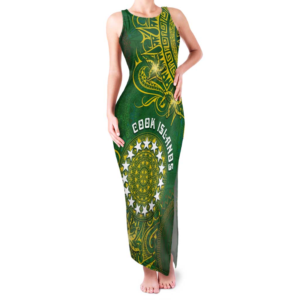 Personalised Cook Islands Tank Maxi Dress Hibiscus Polynesian Tribal Pattern