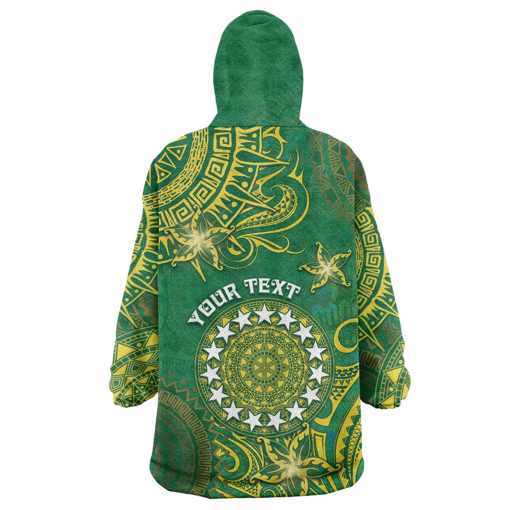 Personalised Cook Islands Wearable Blanket Hoodie Hibiscus Polynesian Tribal Pattern DT05 - Polynesian Pride