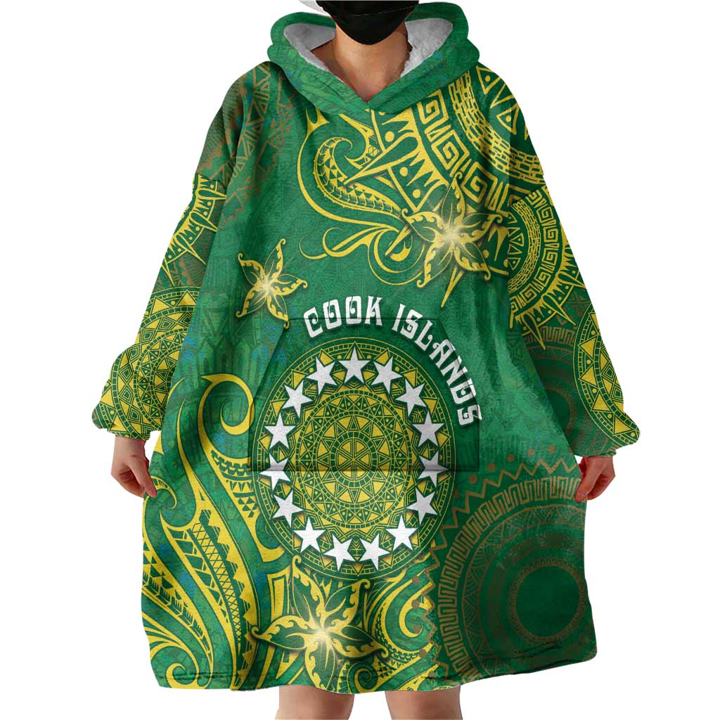Personalised Cook Islands Wearable Blanket Hoodie Hibiscus Polynesian Tribal Pattern DT05 - Polynesian Pride