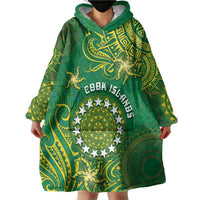 Personalised Cook Islands Wearable Blanket Hoodie Hibiscus Polynesian Tribal Pattern DT05 - Polynesian Pride