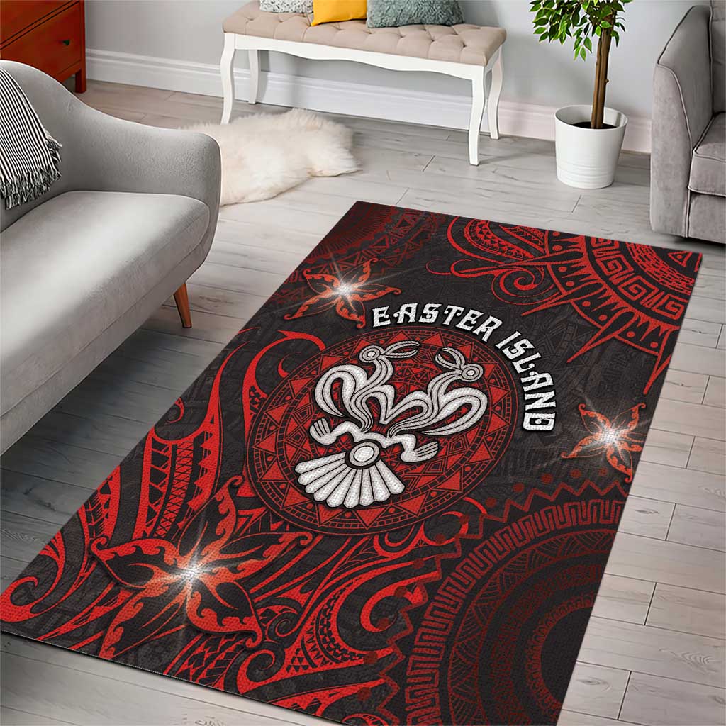 Easter Island Area Rug Hibiscus Polynesian Tribal Pattern DT05 - Polynesian Pride