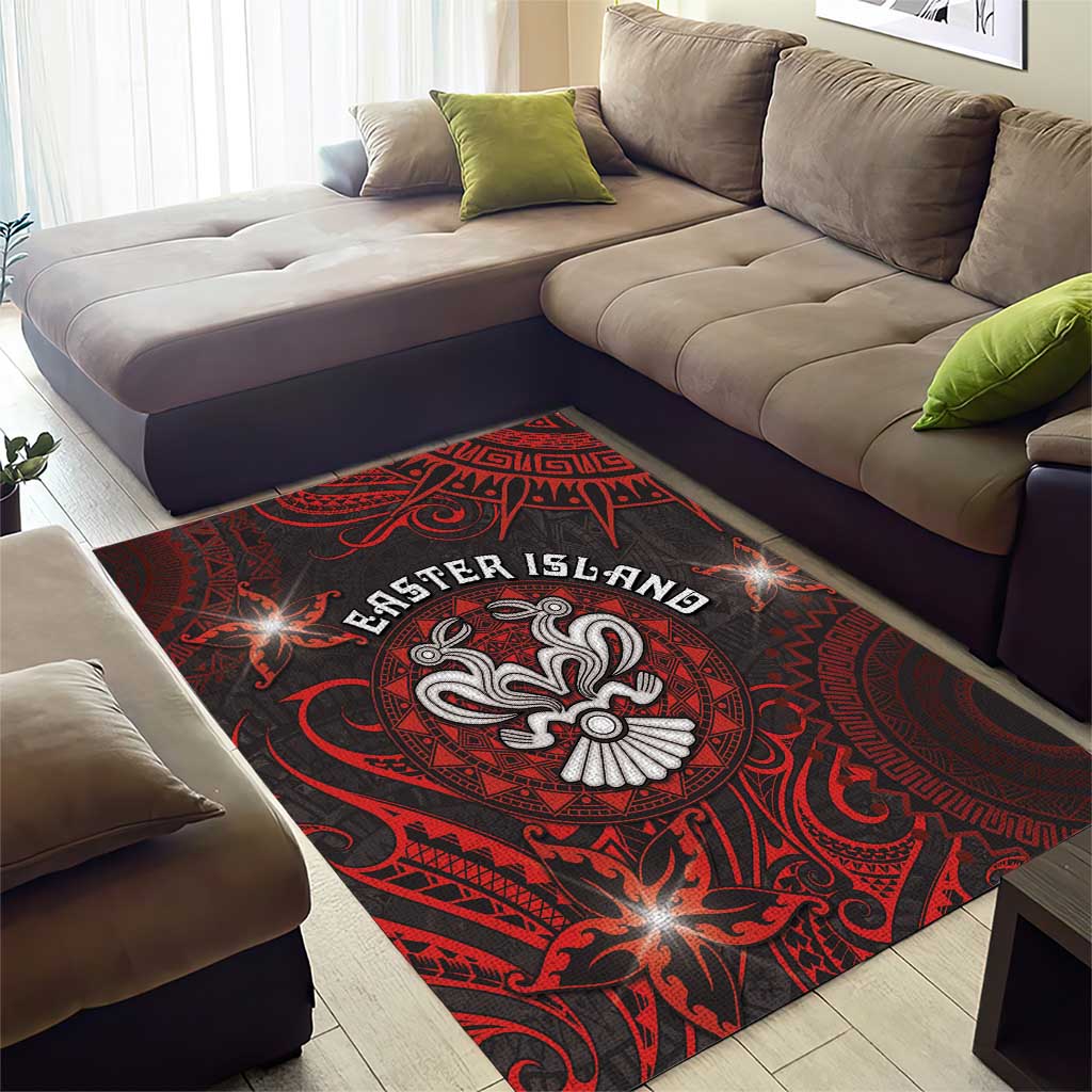 Easter Island Area Rug Hibiscus Polynesian Tribal Pattern DT05 - Polynesian Pride
