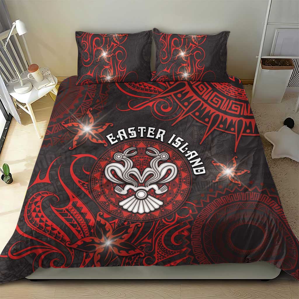 Easter Island Bedding Set Hibiscus Polynesian Tribal Pattern