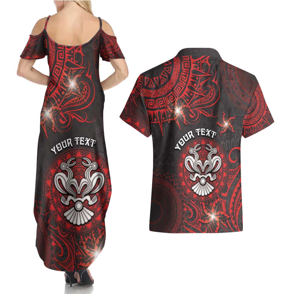 Personalised Easter Island Couples Matching Summer Maxi Dress and Hawaiian Shirt Hibiscus Polynesian Tribal Pattern DT05 - Polynesian Pride