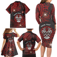 Personalised Easter Island Family Matching Long Sleeve Bodycon Dress and Hawaiian Shirt Hibiscus Polynesian Tribal Pattern DT05 - Polynesian Pride