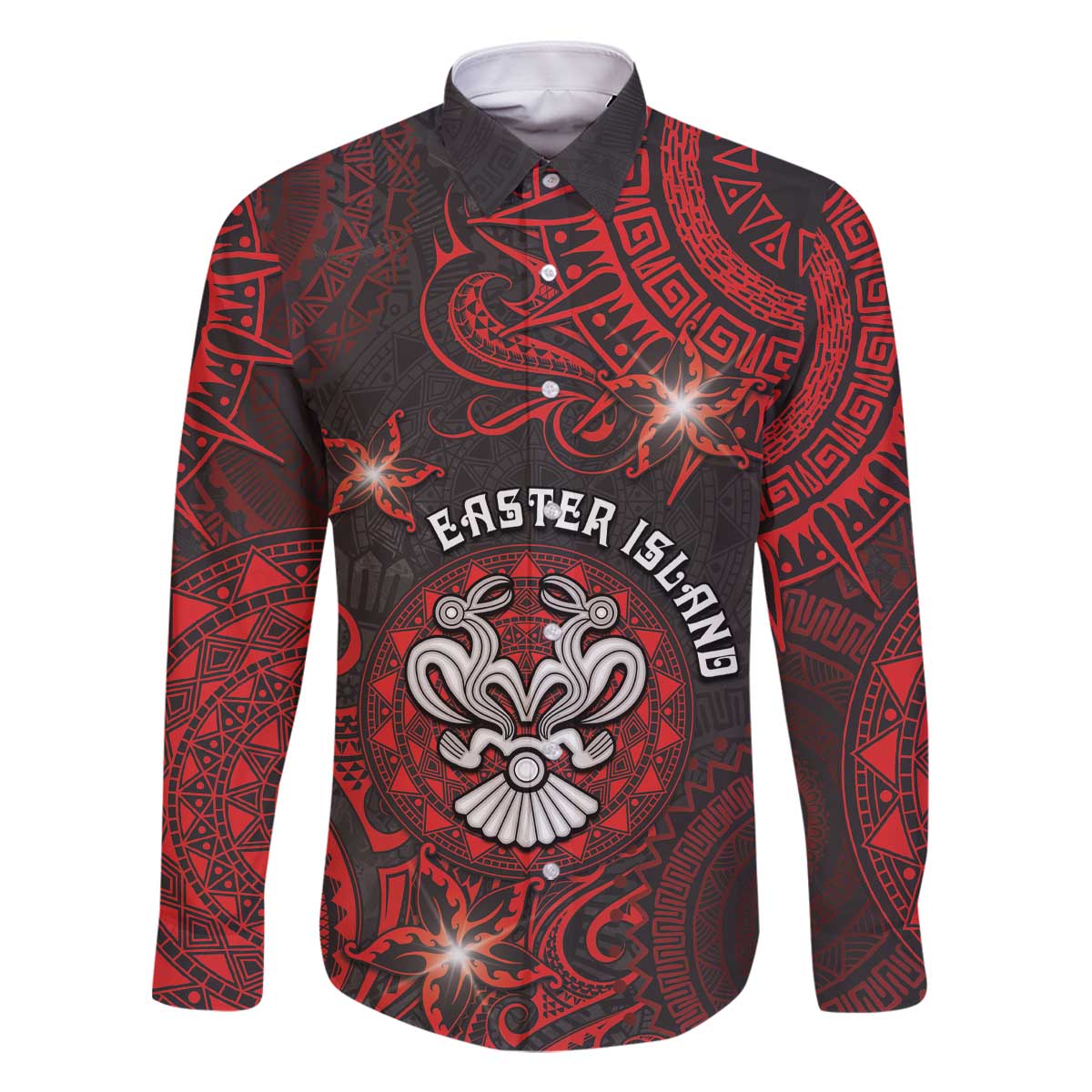 Personalised Easter Island Family Matching Off The Shoulder Long Sleeve Dress and Hawaiian Shirt Hibiscus Polynesian Tribal Pattern