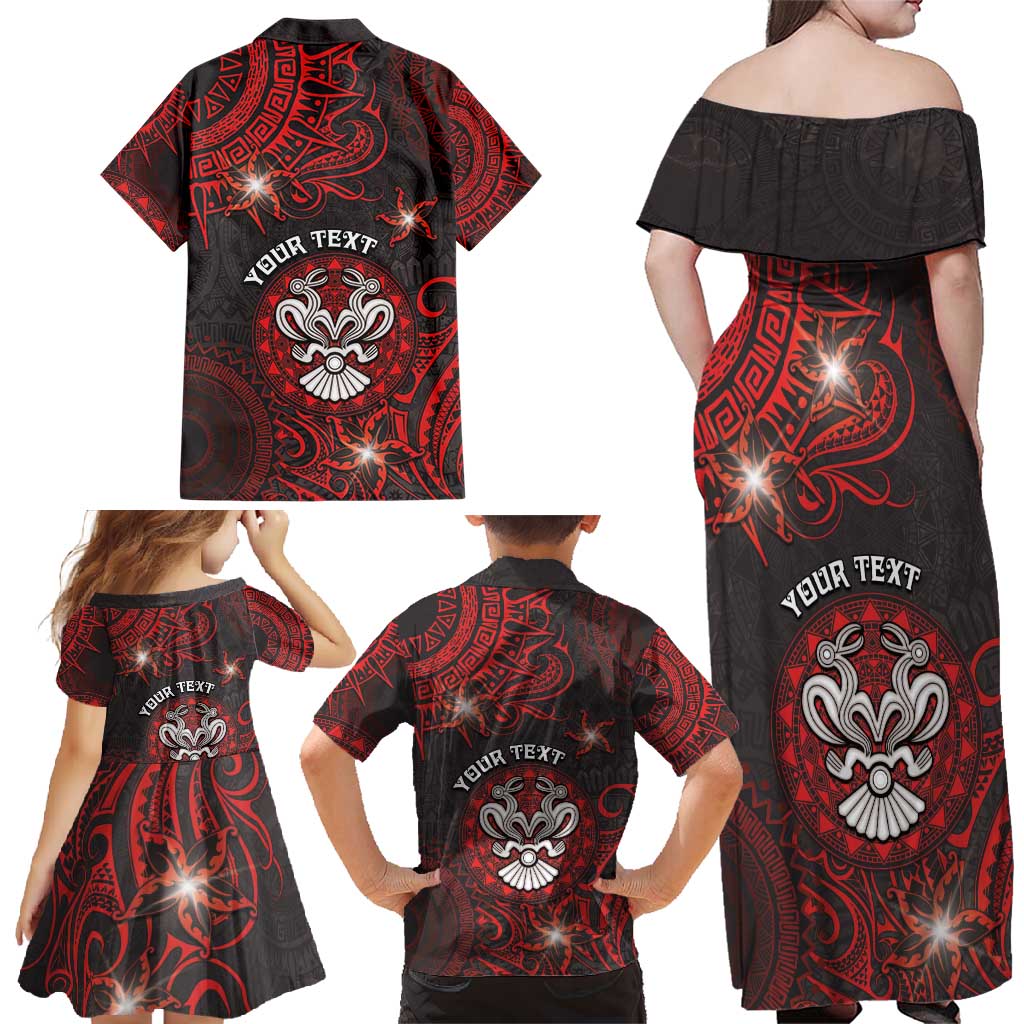 Personalised Easter Island Family Matching Off Shoulder Maxi Dress and Hawaiian Shirt Hibiscus Polynesian Tribal Pattern