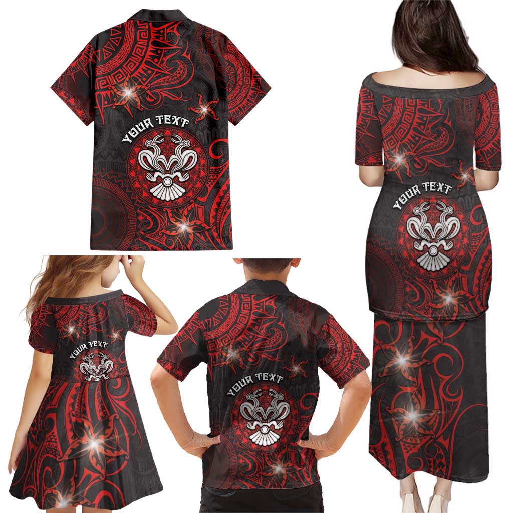 Personalised Easter Island Family Matching Puletasi and Hawaiian Shirt Hibiscus Polynesian Tribal Pattern