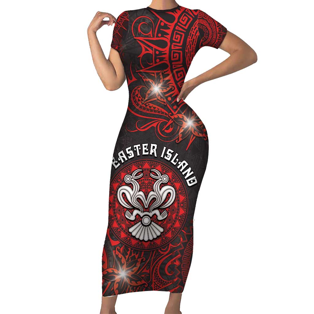 Personalised Easter Island Family Matching Short Sleeve Bodycon Dress and Hawaiian Shirt Hibiscus Polynesian Tribal Pattern DT05 Mom's Dress Black - Polynesian Pride