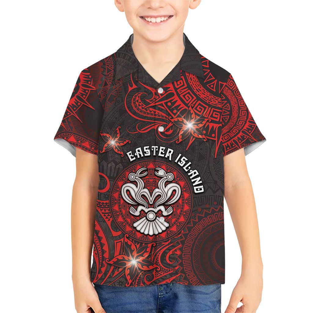 Personalised Easter Island Family Matching Summer Maxi Dress and Hawaiian Shirt Hibiscus Polynesian Tribal Pattern DT05 Son's Shirt Black - Polynesian Pride