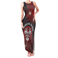 Personalised Easter Island Family Matching Tank Maxi Dress and Hawaiian Shirt Hibiscus Polynesian Tribal Pattern DT05 Mom's Dress Black - Polynesian Pride