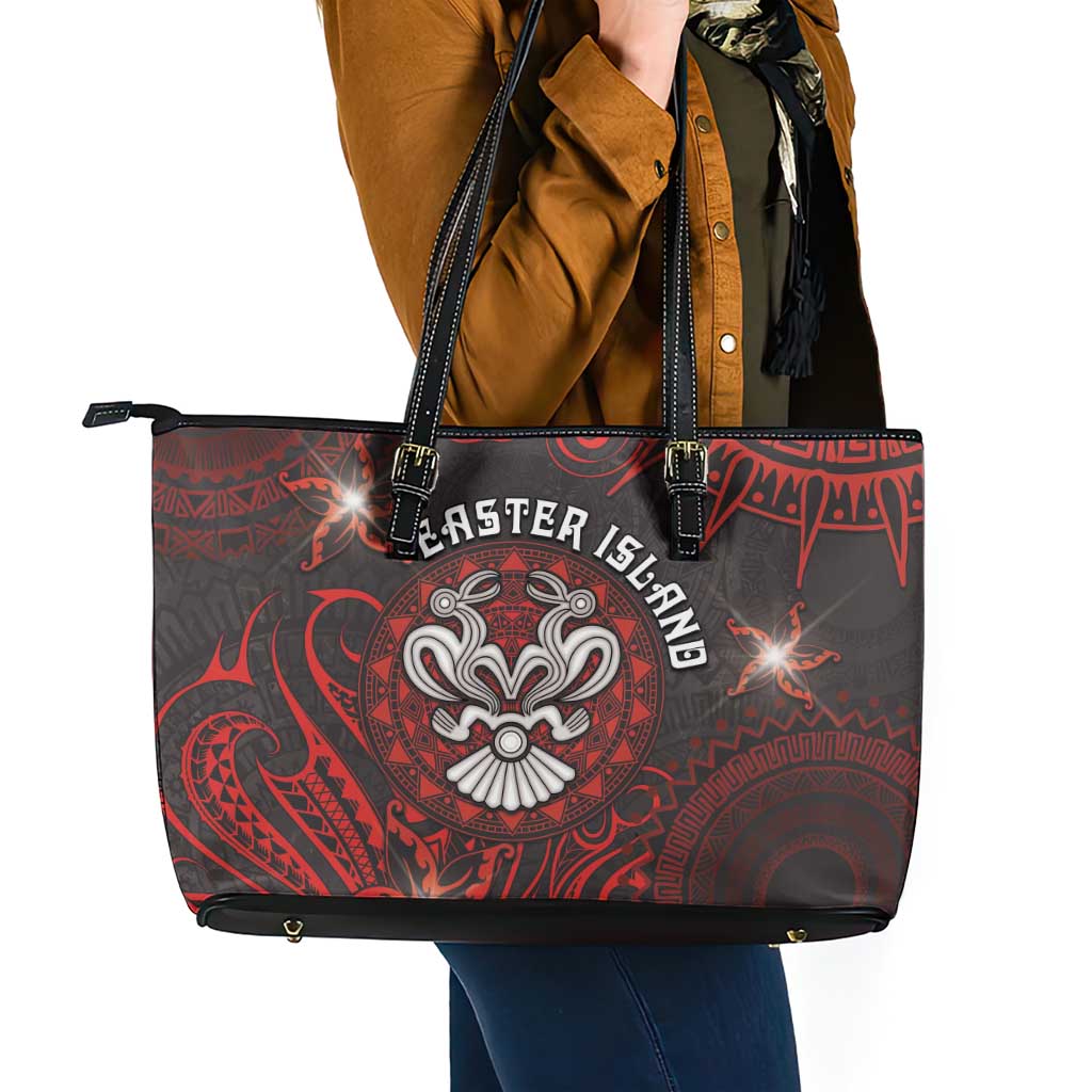 Easter Island Leather Tote Bag Hibiscus Polynesian Tribal Pattern DT05 - Polynesian Pride