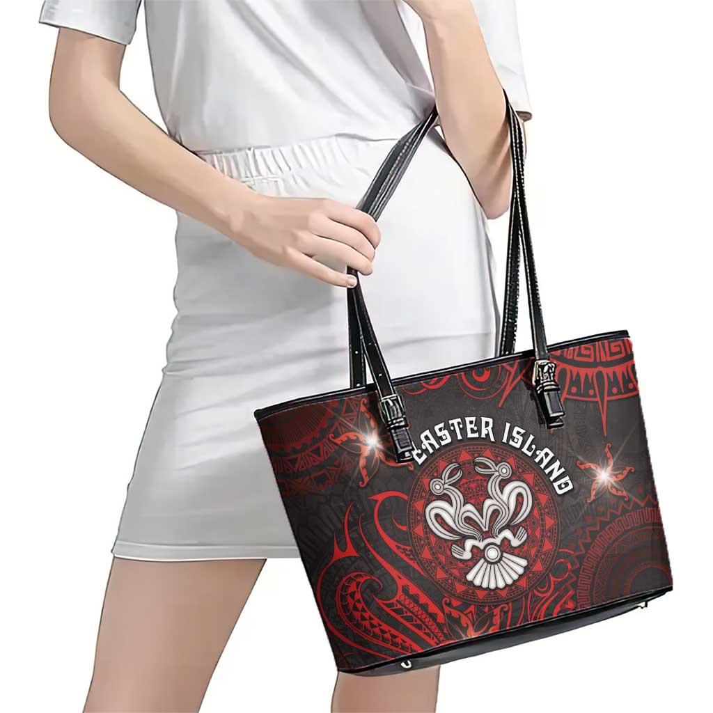 Easter Island Leather Tote Bag Hibiscus Polynesian Tribal Pattern DT05 - Polynesian Pride