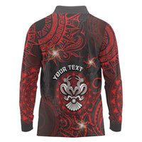 Personalised Easter Island Long Sleeve Polo Shirt Hibiscus Polynesian Tribal Pattern DT05 - Polynesian Pride