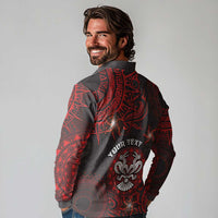 Personalised Easter Island Long Sleeve Polo Shirt Hibiscus Polynesian Tribal Pattern DT05 - Polynesian Pride