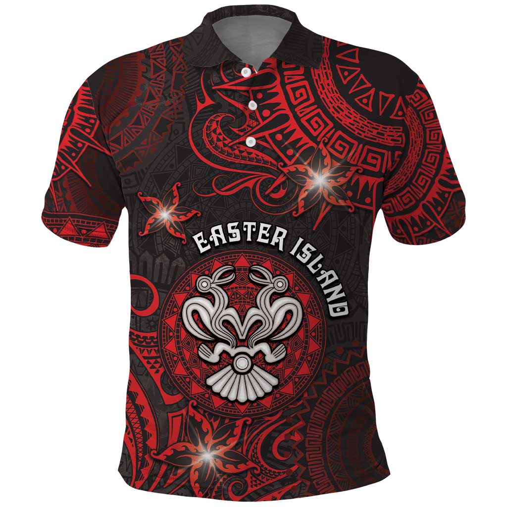 Personalised Easter Island Polo Shirt Hibiscus Polynesian Tribal Pattern