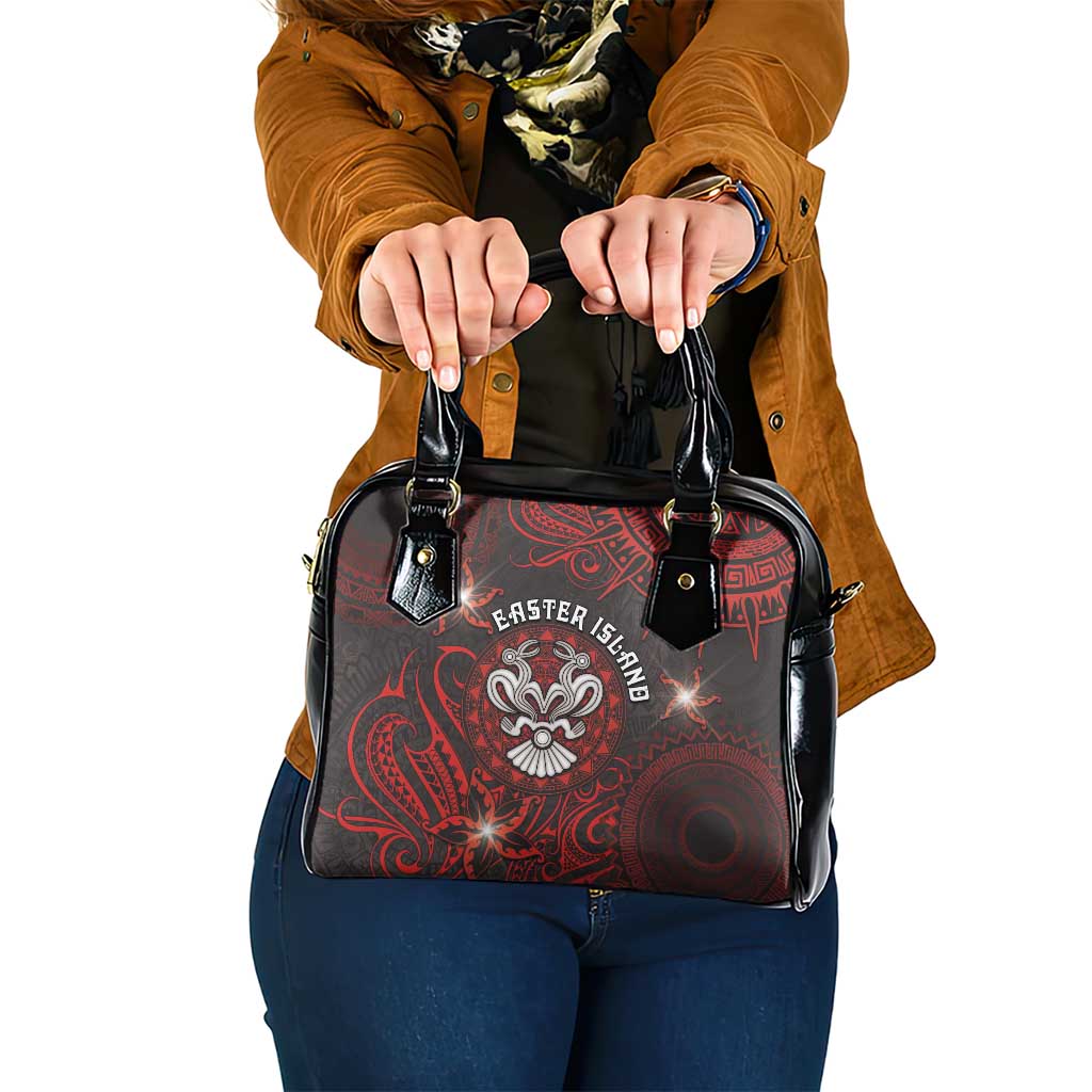 Easter Island Shoulder Handbag Hibiscus Polynesian Tribal Pattern DT05 One Size Black - Polynesian Pride