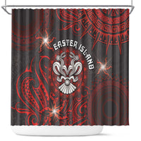 Easter Island Shower Curtain Hibiscus Polynesian Tribal Pattern