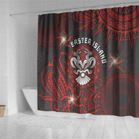 Easter Island Shower Curtain Hibiscus Polynesian Tribal Pattern