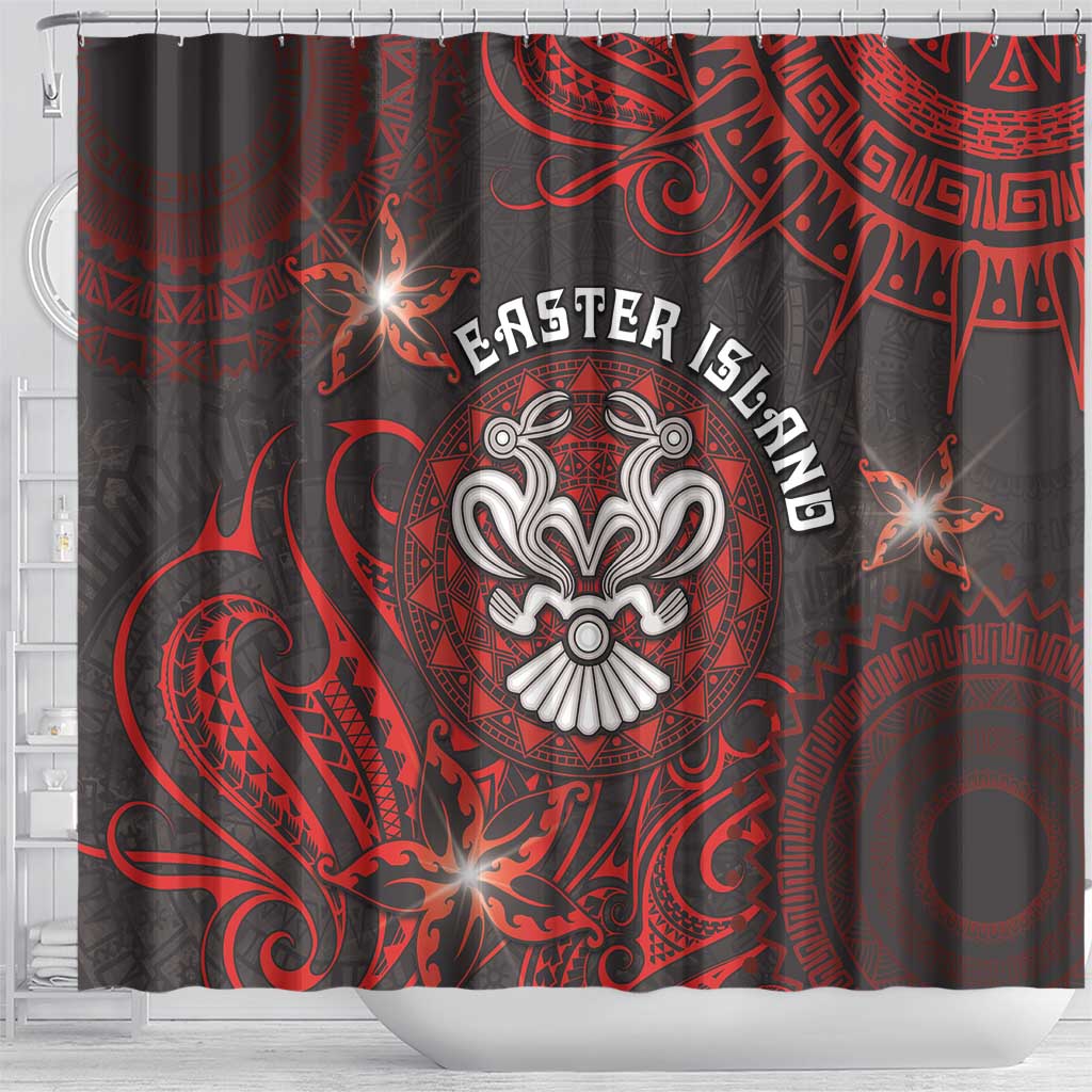 Easter Island Shower Curtain Hibiscus Polynesian Tribal Pattern