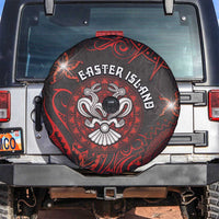 Easter Island Spare Tire Cover Hibiscus Polynesian Tribal Pattern DT05 Black - Polynesian Pride