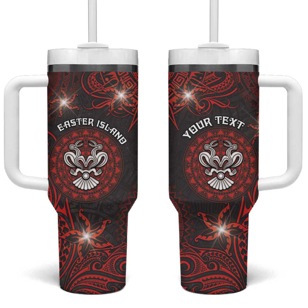 Personalised Easter Island Tumbler With Handle Hibiscus Polynesian Tribal Pattern DT05 One Size: 40 oz Black - Polynesian Pride
