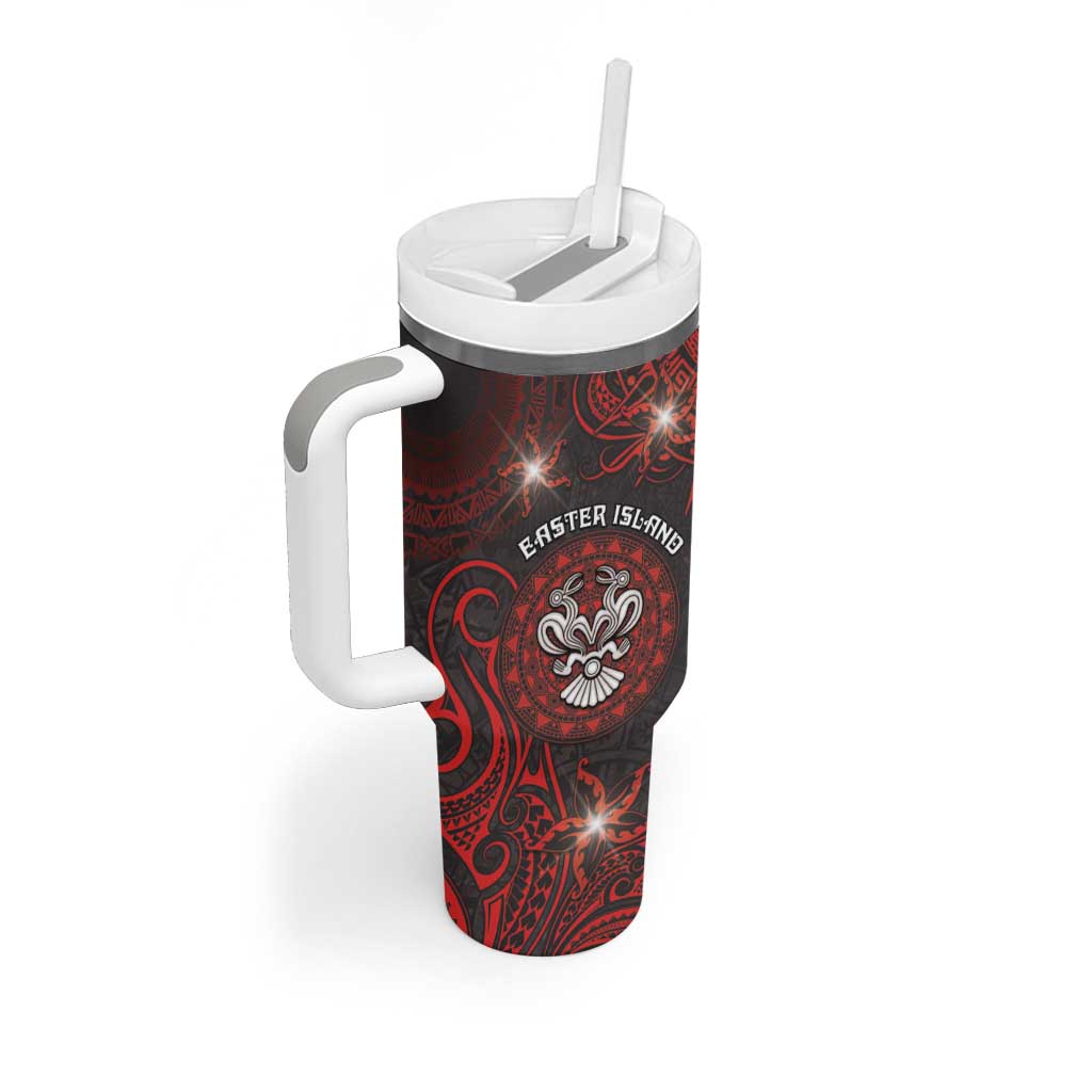 Personalised Easter Island Tumbler With Handle Hibiscus Polynesian Tribal Pattern DT05 - Polynesian Pride