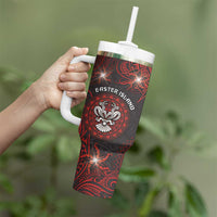 Personalised Easter Island Tumbler With Handle Hibiscus Polynesian Tribal Pattern DT05 - Polynesian Pride