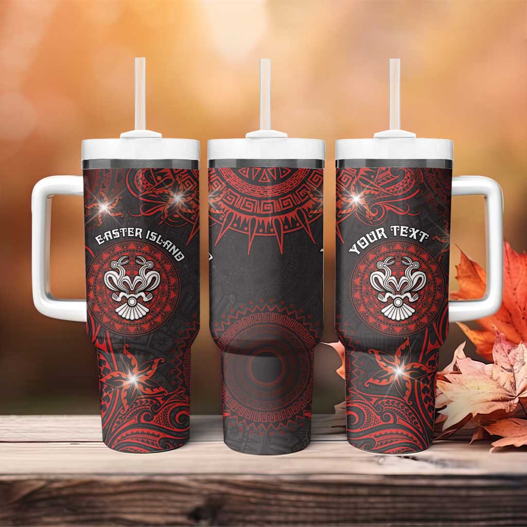Personalised Easter Island Tumbler With Handle Hibiscus Polynesian Tribal Pattern DT05 - Polynesian Pride