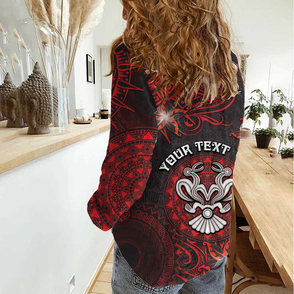 Personalised Easter Island Women Casual Shirt Hibiscus Polynesian Tribal Pattern DT05 - Polynesian Pride