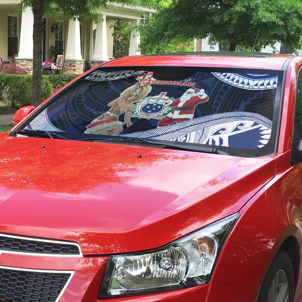 Samoa Christmas Auto Sun Shade Samoan Siva Dance With Santa - Polynesian Pride