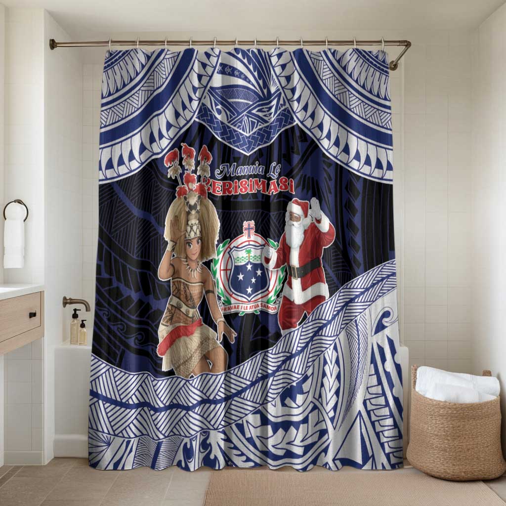 Samoa Christmas Bathroom Set Samoan Siva Dance With Santa - Polynesian Pride