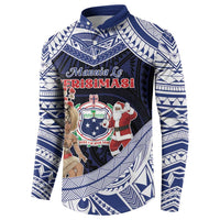 Samoa Christmas Button Sweatshirt Samoan Siva Dance With Santa - Polynesian Pride