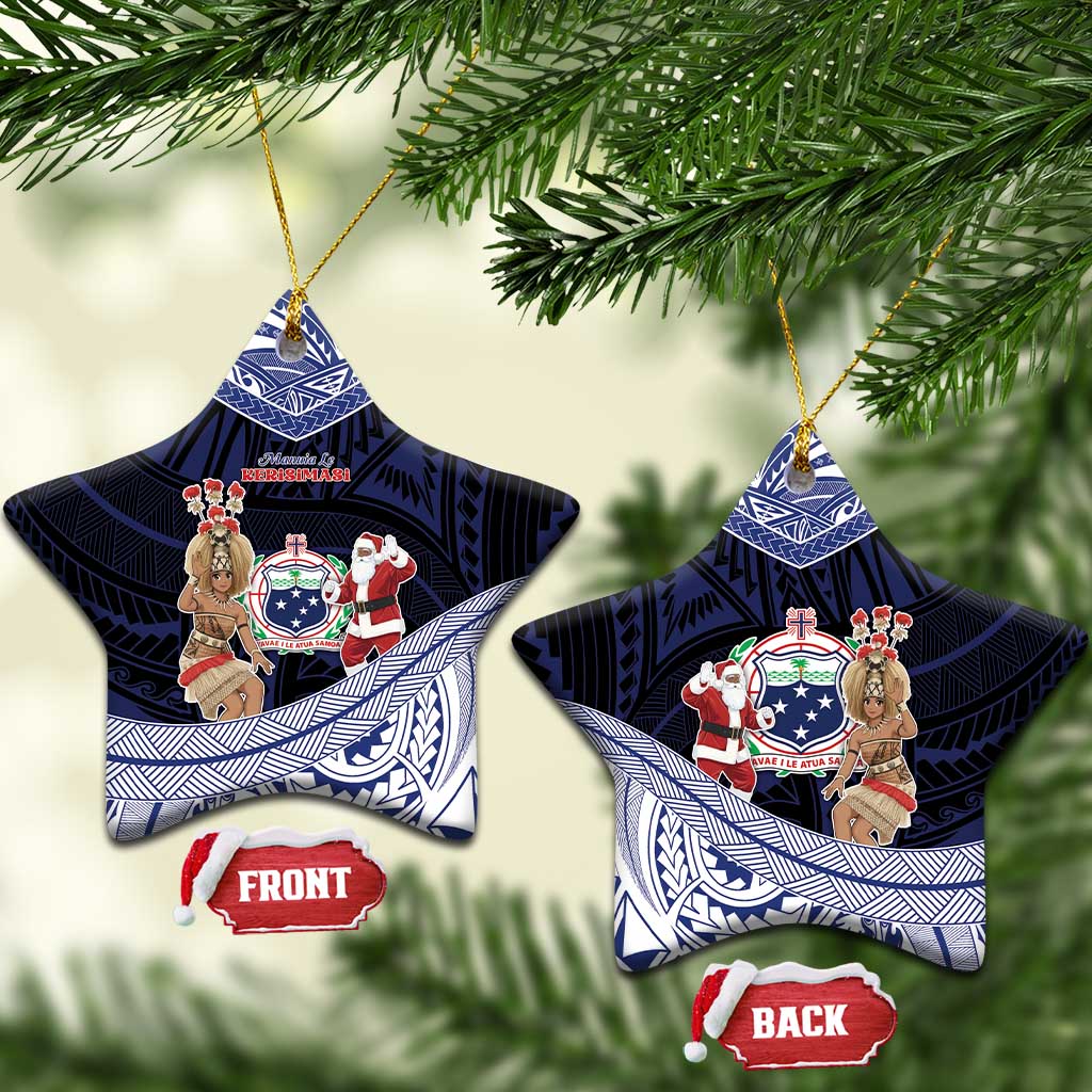 Samoa Christmas Ceramic Ornament Samoan Siva Dance With Santa - Polynesian Pride