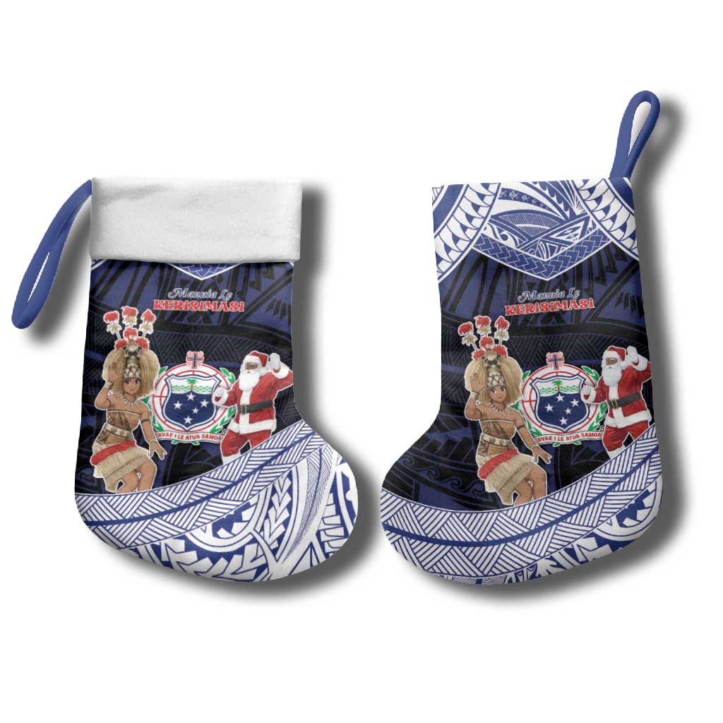 Samoa Christmas Stocking Samoan Siva Dance With Santa - Polynesian Pride