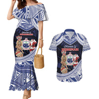 Samoa Christmas Couples Matching Mermaid Dress and Hawaiian Shirt Samoan Siva Dance With Santa - Polynesian Pride