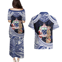 Samoa Christmas Couples Matching Puletasi and Hawaiian Shirt Samoan Siva Dance With Santa - Polynesian Pride