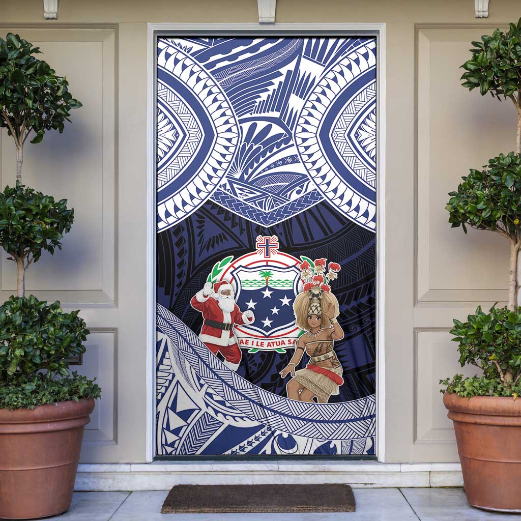 Samoa Christmas Door Cover Samoan Siva Dance With Santa - Polynesian Pride