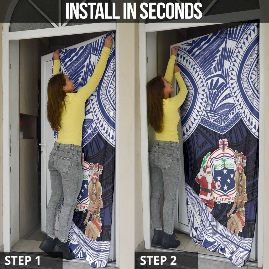 Samoa Christmas Door Cover Samoan Siva Dance With Santa - Polynesian Pride