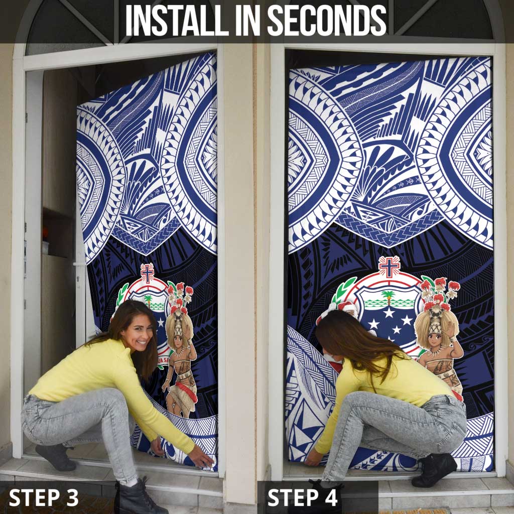 Samoa Christmas Door Cover Samoan Siva Dance With Santa - Polynesian Pride